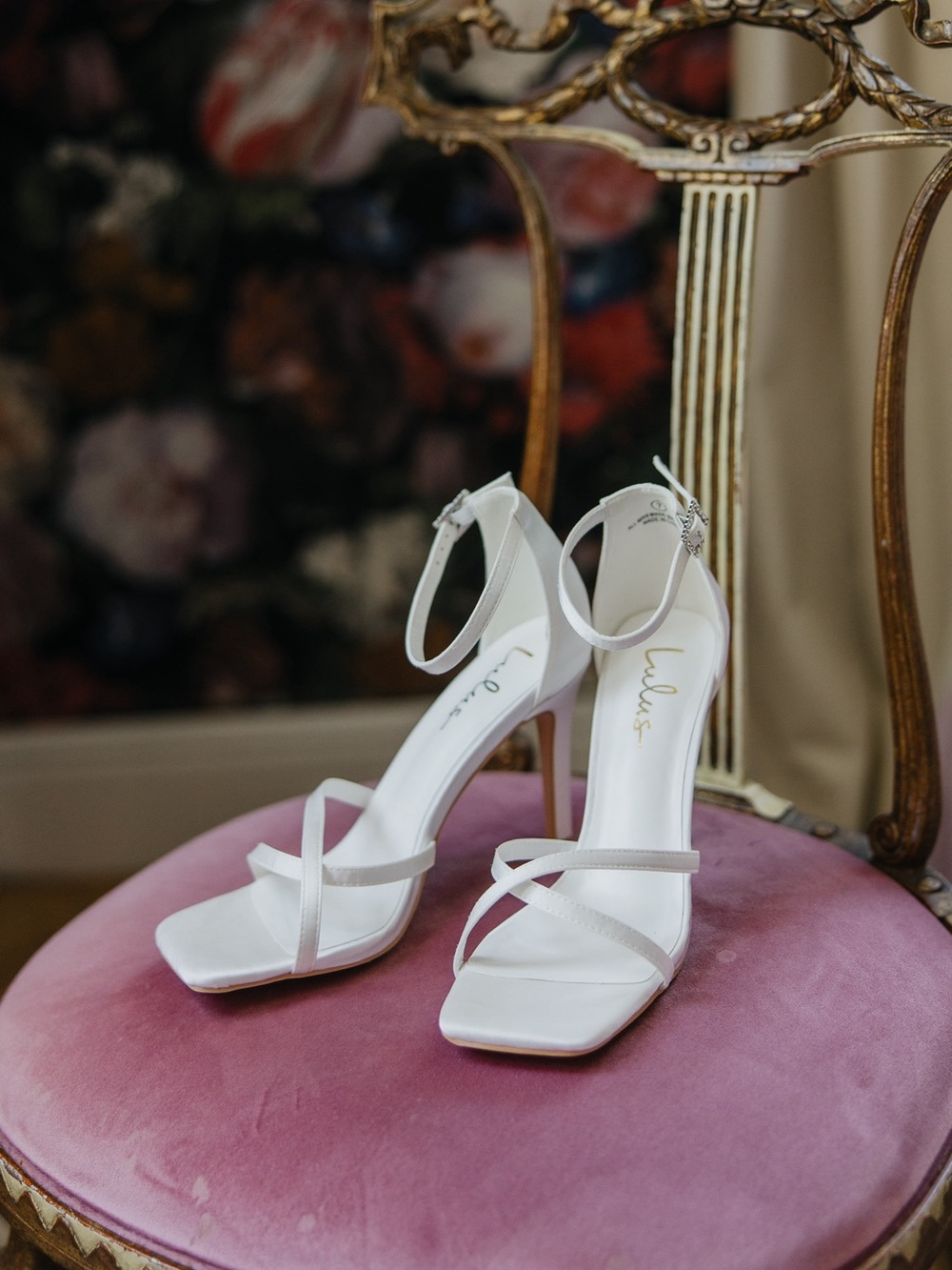 Lulu's White Strappy Ankle‑Strap Stiletto Sandals